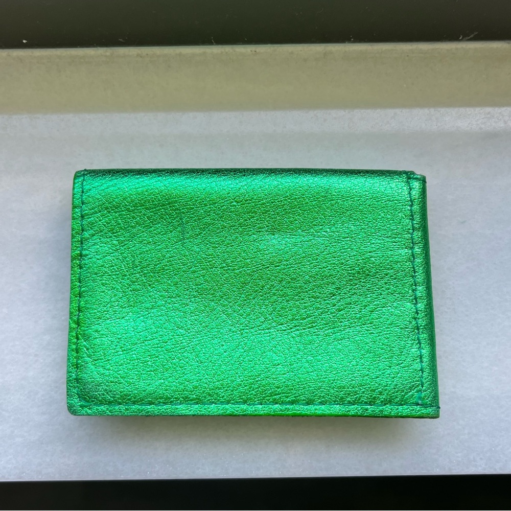 Vibrant Green Leather Card Holder wallet by Kim white